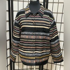 Tantrums Collection Black LACE STRIPE TRIM EMBELLISHED BOHO WOMENS JACKET SIZE L